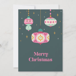 Tarjeta Festiva Retro Pink Green Non Photo Christmas Ornament