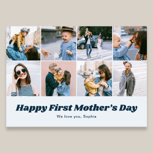 Tarjeta Festiva Retro Primer Día de las Madres 12 Collage de Fotos