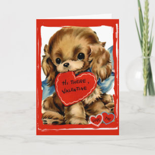 Tarjeta Festiva Retro Puppy Hi There Valentcard