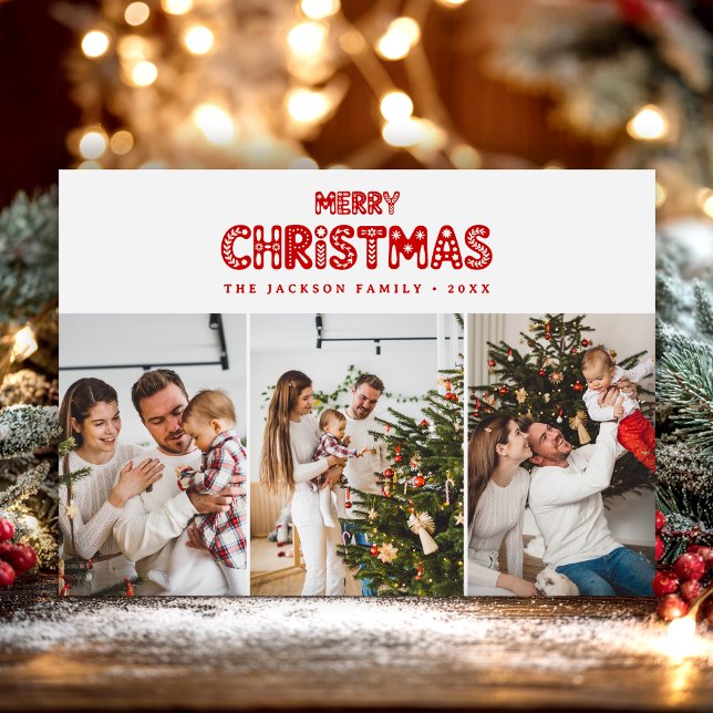 Tarjeta Festiva Retro Red Merry Christmas  (Subido por el creador)