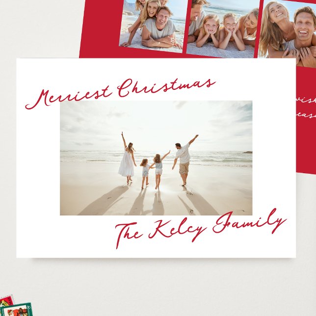 Tarjeta Festiva retro red merry christmas collage photo (Subido por el creador)