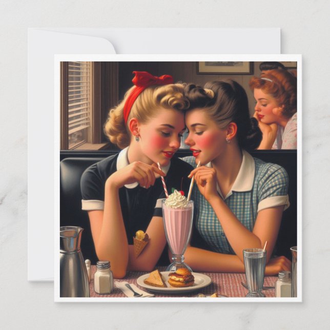 Tarjeta Festiva Retro Romance (Anverso)