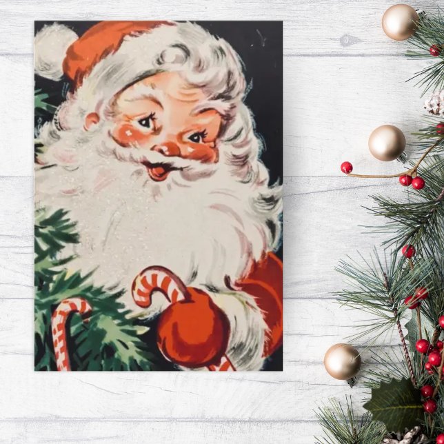 Tarjeta Festiva Retro Santa con Navidades Personalizados Candy Can (Subido por el creador)
