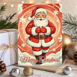 Tarjeta Festiva Retro Santa in a Blizzard Christmas