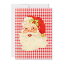 Retro Santa sobre Plaid