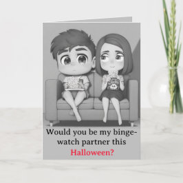 Tarjeta Festiva Retro Scary Movie-Binge Watch Partners (Versión 2)