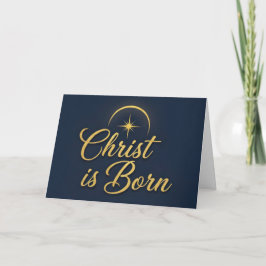 Tarjeta Festiva Retro Script Christ is Born Christmas