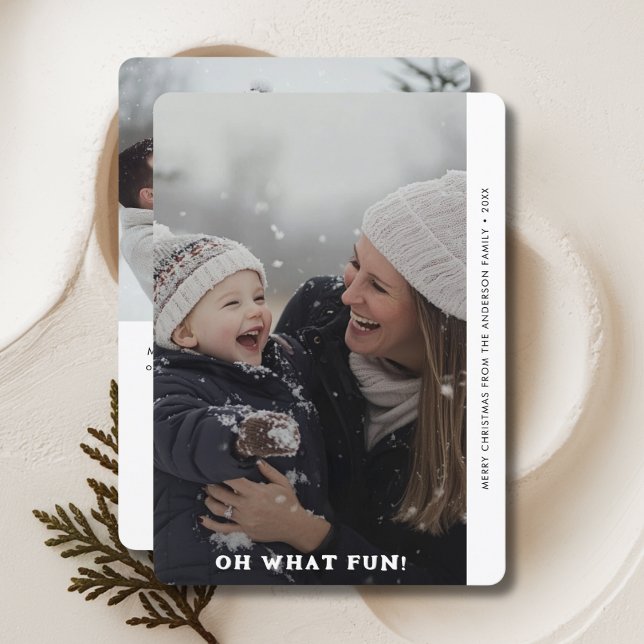 Tarjeta Festiva Retro simple Oh Qué Navidades divertidos foto fami (Subido por el creador)