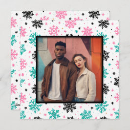 Tarjeta Festiva Retro Snowflakes
