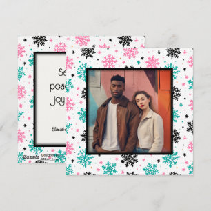 Tarjeta Festiva Retro Snowflakes