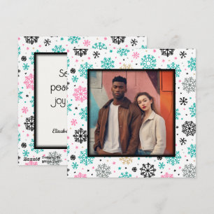 Tarjeta Festiva Retro Snowflakes