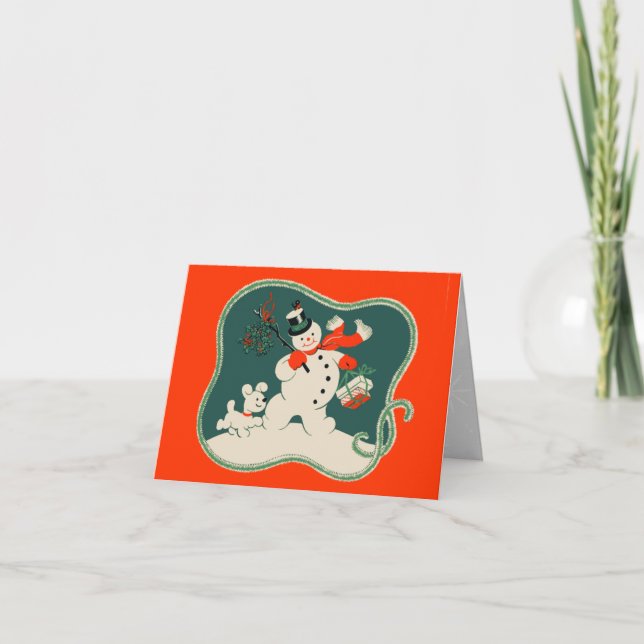 Tarjeta Festiva Retro Snowman (Anverso)