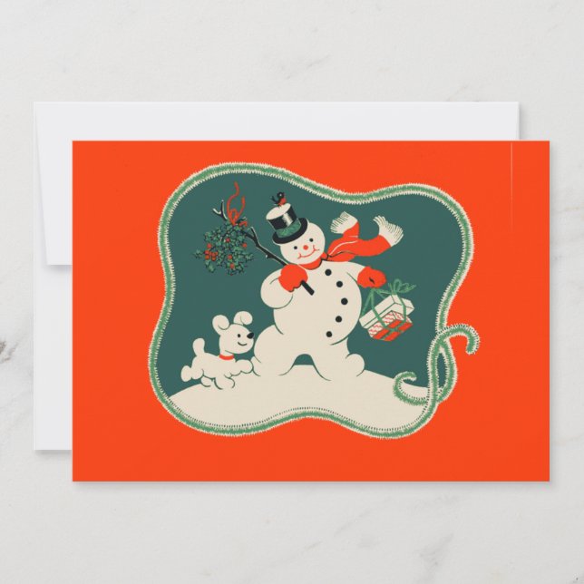 Tarjeta Festiva Retro Snowman (Anverso)