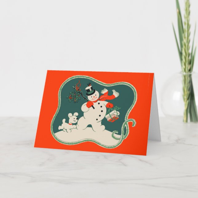 Tarjeta Festiva Retro Snowman (Anverso)