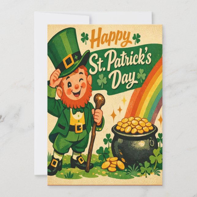 Tarjeta Festiva Retro St. Patrick's Day Card (Anverso)