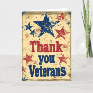 Tarjeta Festiva Retro Stars Veteran Blue Red