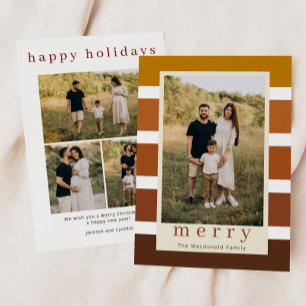 Tarjeta Festiva Retro Stripes Familiares Navidades 4 Foto