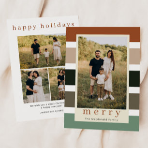 Tarjeta Festiva Retro Stripes Familiares Navidades 4 Foto