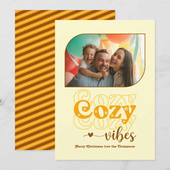 Tarjeta Festiva Retro Sunset Cosy Vibes Solo Navidades Foto (Anverso / Reverso)