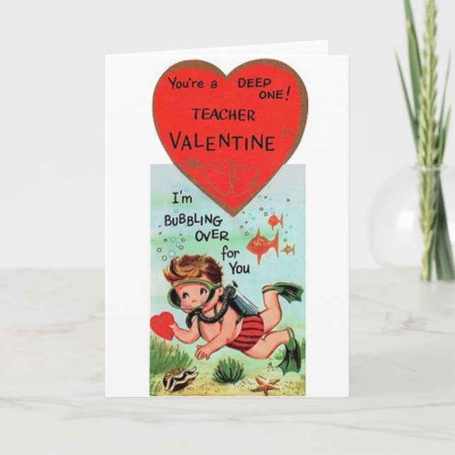 Tarjeta Festiva Retro Teacher Valentine (Anverso)