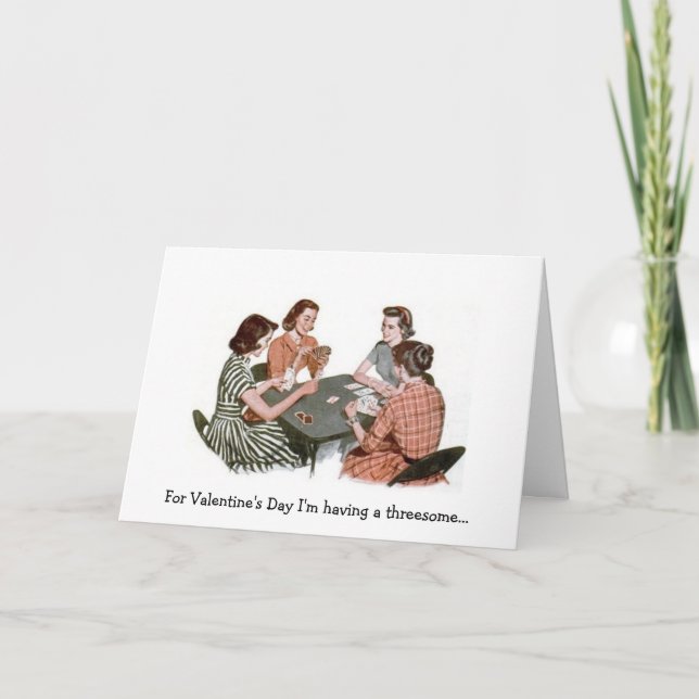 Tarjeta Festiva Retro - Threesome del el día de San Valentín, (Anverso)
