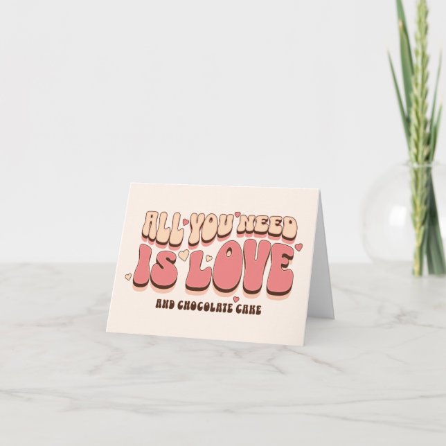 Tarjeta Festiva Retro todo lo que necesitas es pastelito de chocol (Anverso)
