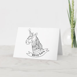 Tarjeta Festiva Retro unicorn merry everything happy always