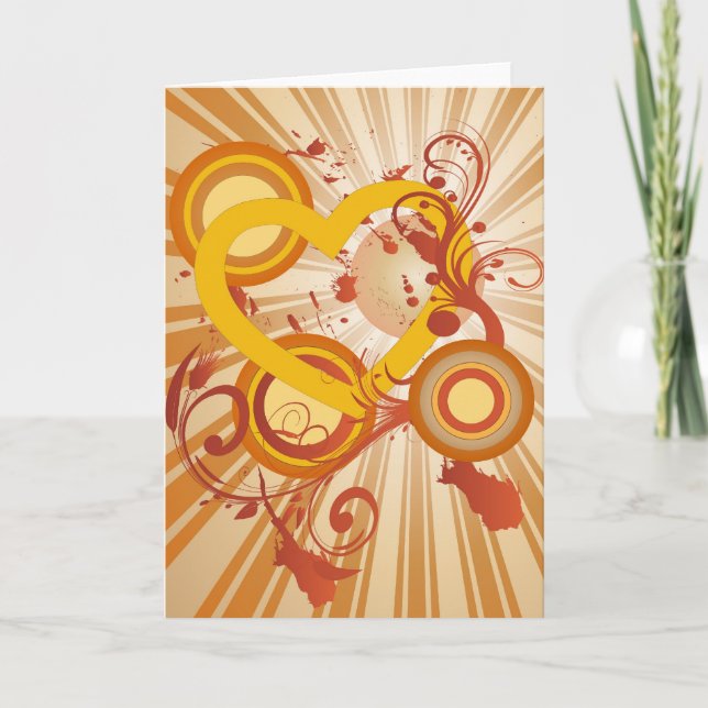 Tarjeta Festiva Retro Valentine Heart Grunge (Anverso)