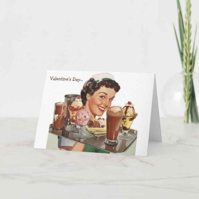 Tarjeta Festiva Retro - venta del chocolate del día de las (Anverso)
