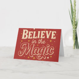 Tarjeta Festiva Retro Vintage Believe in the Magic Christmas
