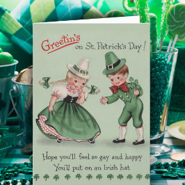 Tarjeta Festiva Retro Vintage Chico y Chica Personalizado Día de S