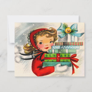 Tarjeta Festiva Retro Vintage Christmas shopping add message card