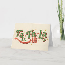 Tarjeta Festiva Retro Vintage Fa La La Christmas