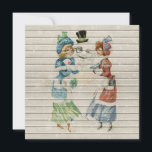 Tarjeta Festiva Retro | Vintage Happy Snowman with Ladies<br><div class="desc">Tarjeta de felicitación de Navidad retro / vintage. ¡Les deseo a todos Feliz Navidad y Feliz Año Nuevo!</div>