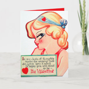 Tarjeta Festiva retro vintage lady Valentine