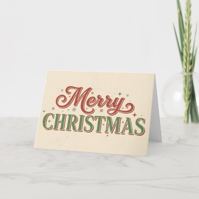 Tarjeta Festiva Retro Vintage Merry Christmas (Anverso)