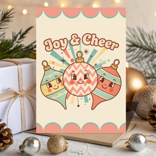 Tarjeta Festiva Retro Vintage Ornament Joy Christmas (Subido por el creador)