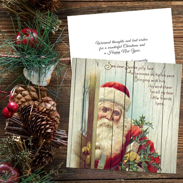 Tarjeta Festiva Retro | Vintage Santa Claus Jolly Face (Subido por el creador)