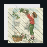 Tarjeta Festiva Retro | Vintage Snowman Sobre Madera Vintage<br><div class="desc">Tarjeta de felicitación de Navidad retro / vintage. ¡Les deseo a todos Feliz Navidad y Feliz Año Nuevo!</div>