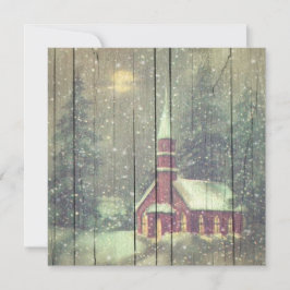 Tarjeta Festiva Retro | Vintage Snowy Winter Night Sceneration