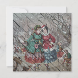 Tarjeta Festiva Retro | Vintage Winter Happy Village Sceneration