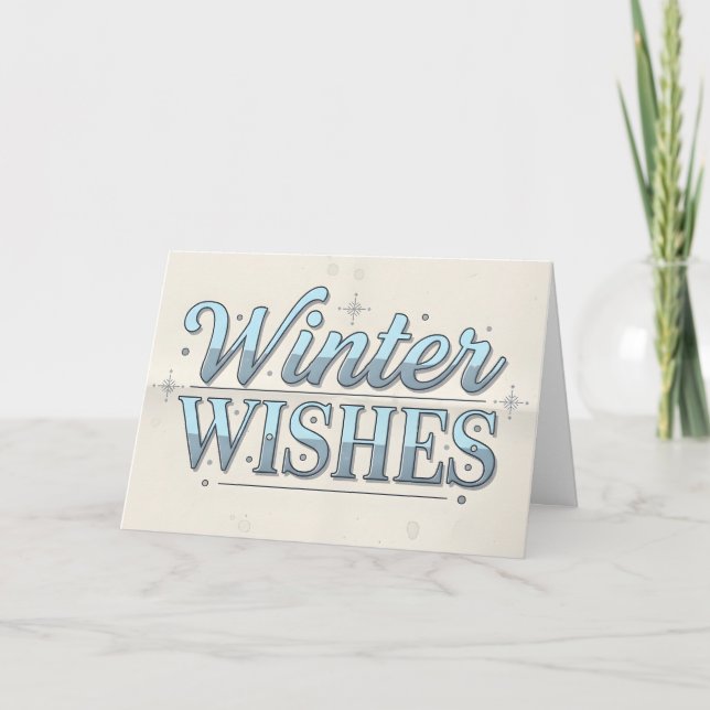 Tarjeta Festiva Retro Vintage Winter Wishes Christmas (Anverso)