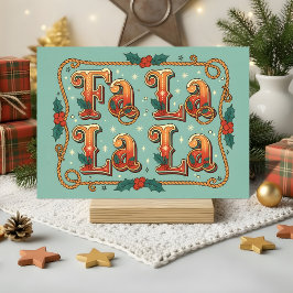 Tarjeta Festiva Retro Western Fa La La Christmas