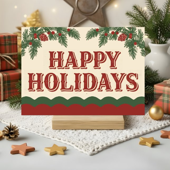 Tarjeta Festiva Retro Western Happy Holidays Christmas (Subido por el creador)