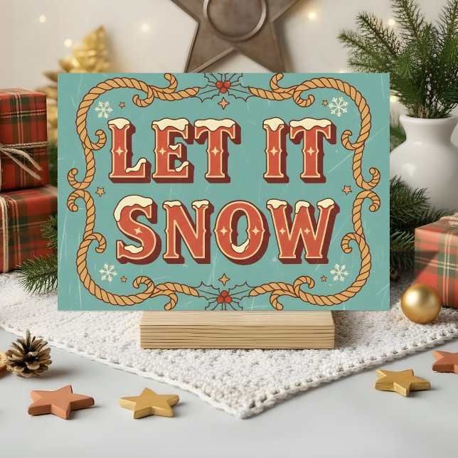 Tarjeta Festiva Retro Western Let It Snow Christmas (Subido por el creador)