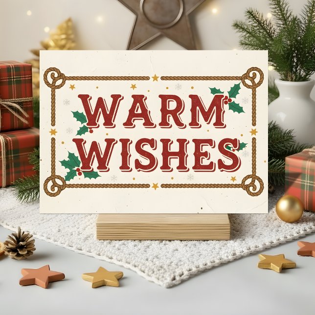 Tarjeta Festiva Retro Western Warm Wishes Christmas (Subido por el creador)