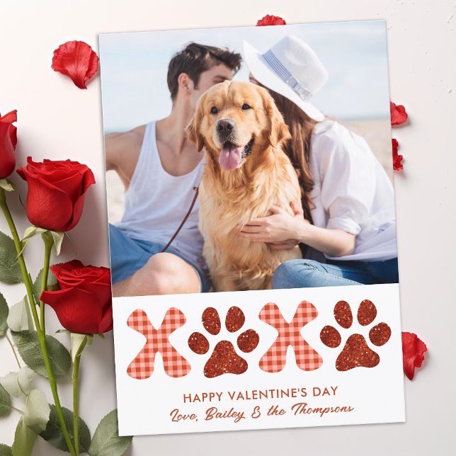 Tarjeta Festiva Retro XOXO Mascota lindo Perro cachorro Día de San (Subido por el creador)