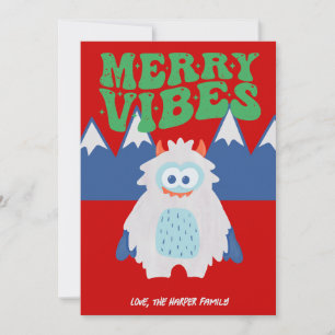 Tarjeta Festiva Retro Yeti Jóvenes sinceros sin foto
