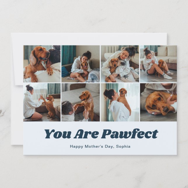 Tarjeta Festiva Retro You Are Pawfect Dog Mom 12 Photo Blue (Anverso)