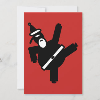Tarjeta Festiva Retroceso de Santa con el pie Ninja